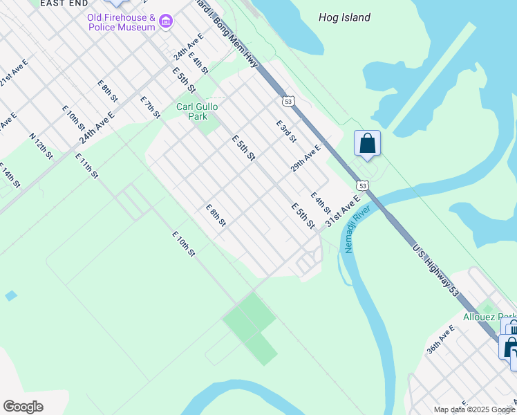 map of restaurants, bars, coffee shops, grocery stores, and more near 2916 East 6th Street in Superior