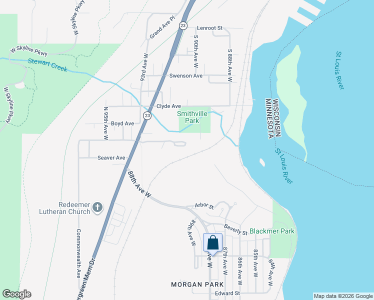 map of restaurants, bars, coffee shops, grocery stores, and more near 9106 Zimmerly Avenue in Duluth