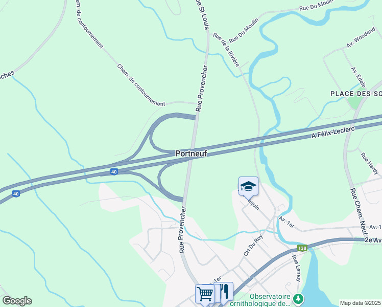 map of restaurants, bars, coffee shops, grocery stores, and more near 83 Rue Saint Pierre in Pont-Rouge