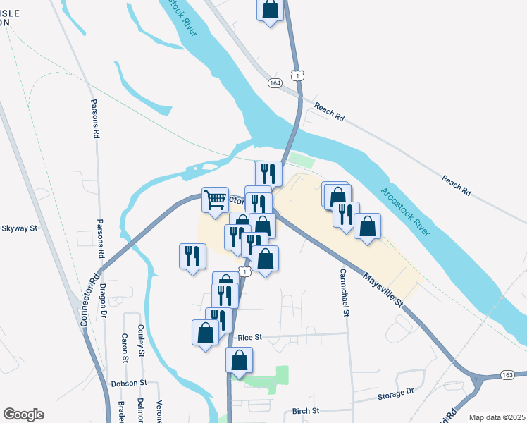 map of restaurants, bars, coffee shops, grocery stores, and more near 821 U.S. Highway 1 in Presque Isle