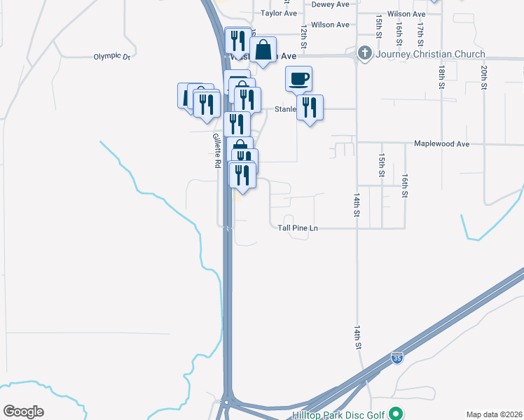 map of restaurants, bars, coffee shops, grocery stores, and more near 810 Tall Pine Lane in Cloquet