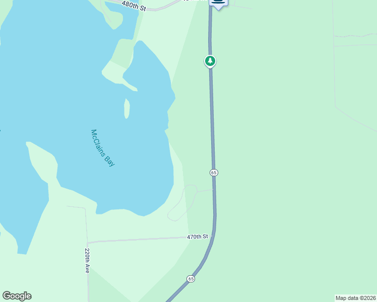 map of restaurants, bars, coffee shops, grocery stores, and more near 47355 Minnesota 65 in McGregor