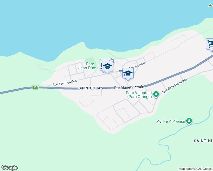 map of restaurants, bars, coffee shops, grocery stores, and more near 1426 Route Marie-Victorin in Saint-Nicolas