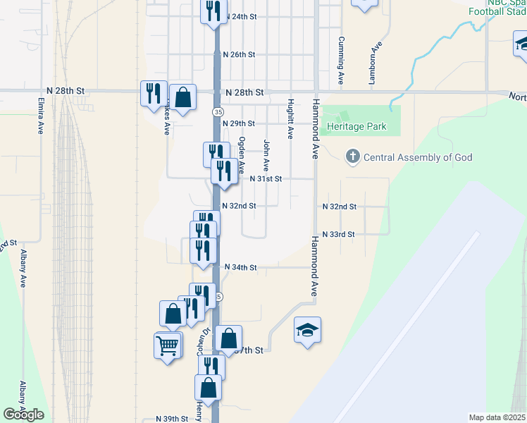 map of restaurants, bars, coffee shops, grocery stores, and more near 3207 John Avenue in Superior