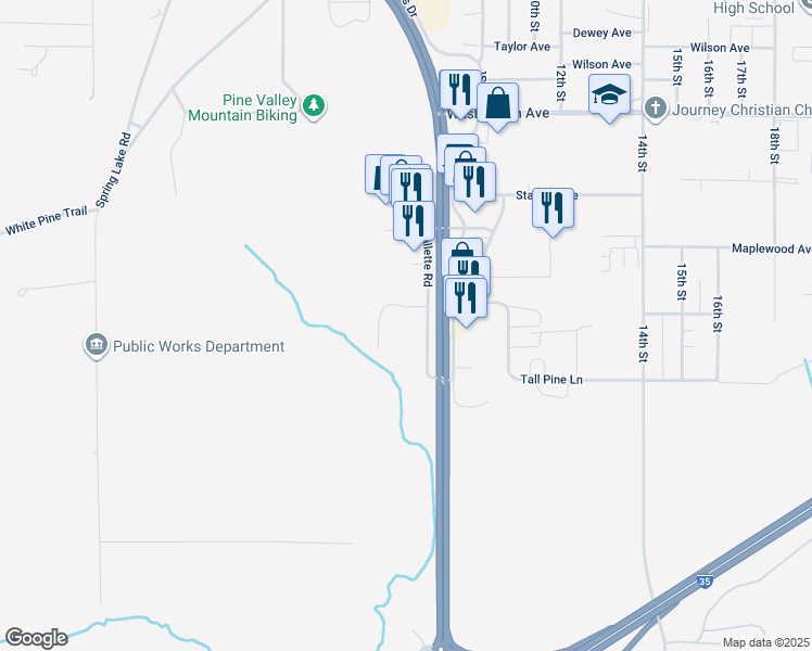map of restaurants, bars, coffee shops, grocery stores, and more near 1501 Minnesota 33 in Cloquet