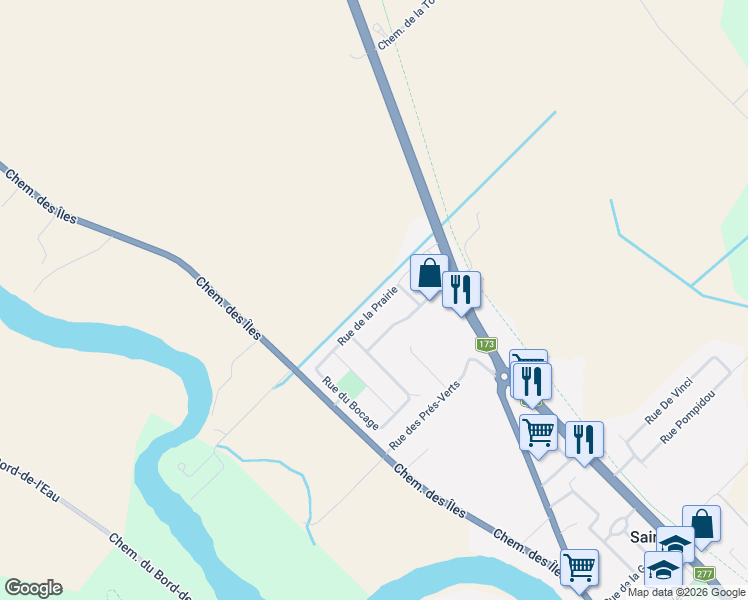 map of restaurants, bars, coffee shops, grocery stores, and more near 29 Rue de la Prairie in Saint-Henri