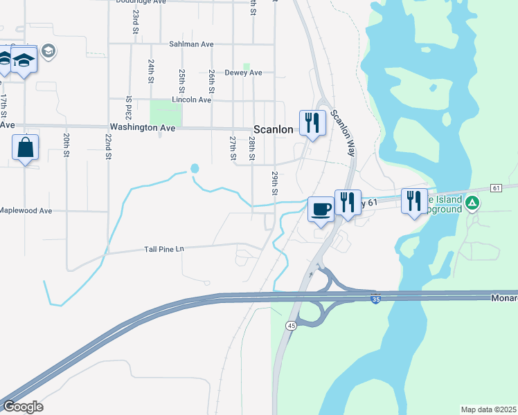 map of restaurants, bars, coffee shops, grocery stores, and more near 1217 28th Street in Cloquet