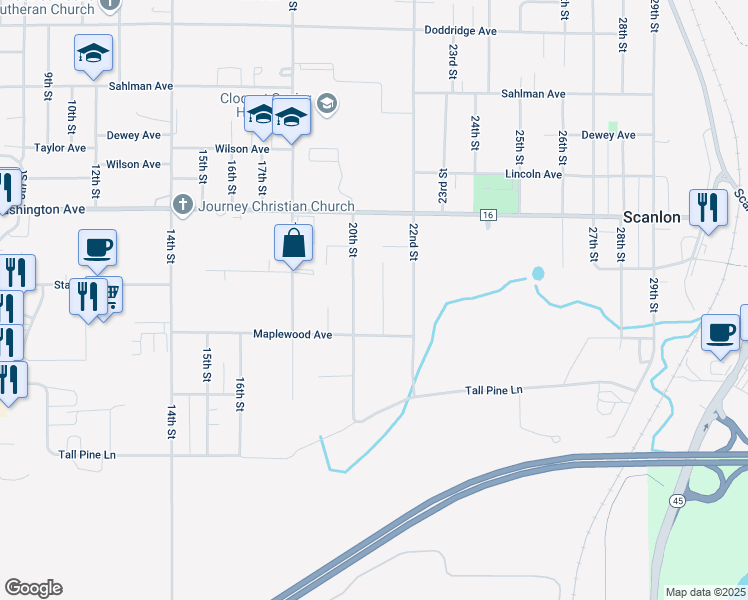 map of restaurants, bars, coffee shops, grocery stores, and more near 1325 21st Street in Cloquet