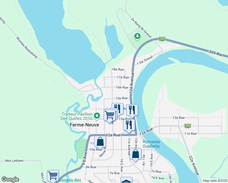 map of restaurants, bars, coffee shops, grocery stores, and more near 383 9e Avenue in Laurentides