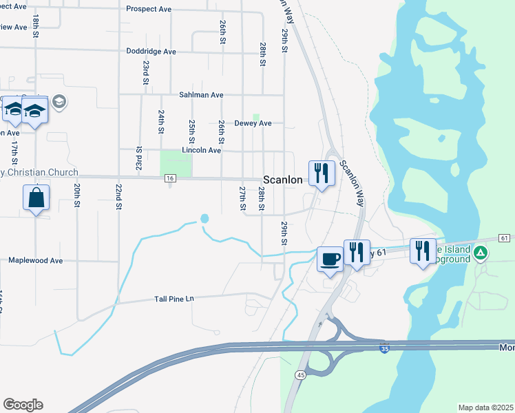 map of restaurants, bars, coffee shops, grocery stores, and more near 1119 28th Street in Cloquet