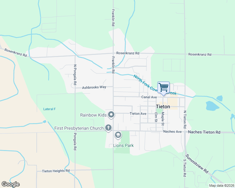 map of restaurants, bars, coffee shops, grocery stores, and more near 1312-1318 Canal Rd in Tieton
