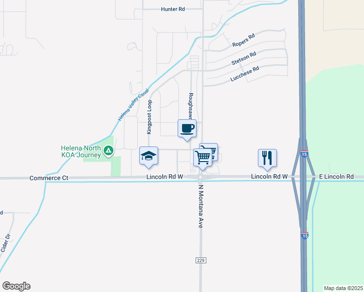 map of restaurants, bars, coffee shops, grocery stores, and more near 7580 Kingpost Loop in Helena