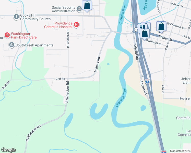 map of restaurants, bars, coffee shops, grocery stores, and more near 1746 Military Road in Centralia