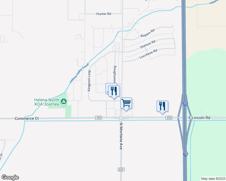 map of restaurants, bars, coffee shops, grocery stores, and more near 7555 Roughsawn Drive in Helena