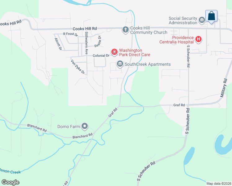 map of restaurants, bars, coffee shops, grocery stores, and more near 1323 Scammon Creek Road in Centralia