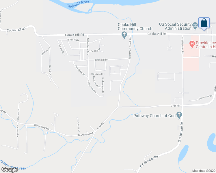 map of restaurants, bars, coffee shops, grocery stores, and more near 2561 Kristine Court in Centralia