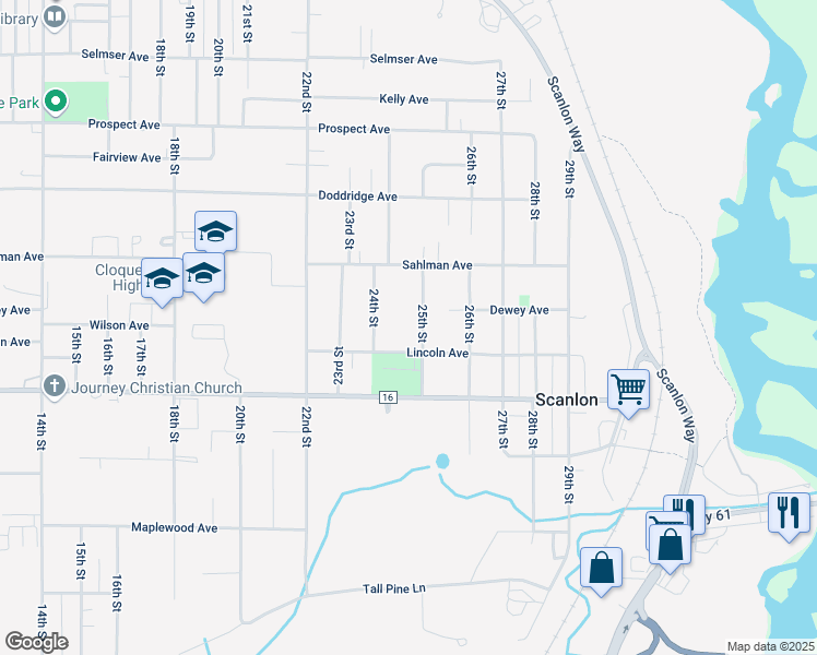 map of restaurants, bars, coffee shops, grocery stores, and more near 905 25th Street in Cloquet