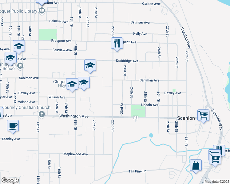 map of restaurants, bars, coffee shops, grocery stores, and more near 812 22nd Street in Cloquet