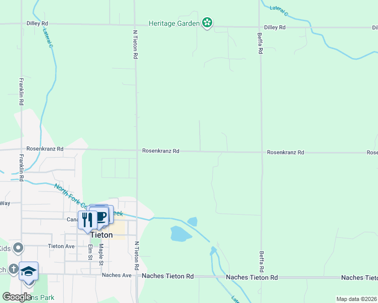 map of restaurants, bars, coffee shops, grocery stores, and more near 2218 Rosenkranz Road in Tieton