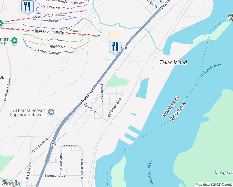 map of restaurants, bars, coffee shops, grocery stores, and more near 44 Cato Avenue in Duluth