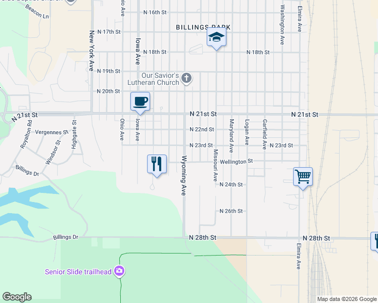 map of restaurants, bars, coffee shops, grocery stores, and more near 2302 Wyoming Avenue in Superior