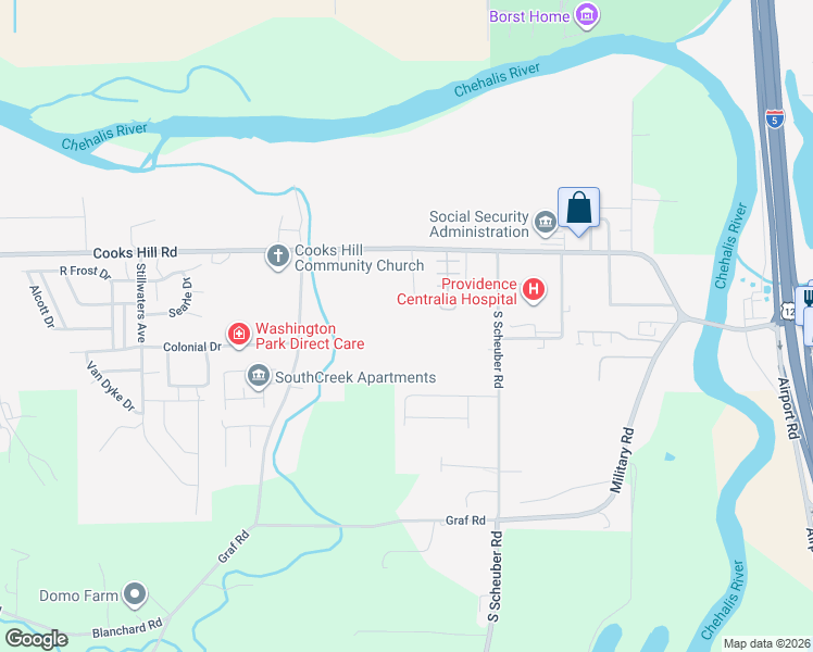 map of restaurants, bars, coffee shops, grocery stores, and more near 903 Landing Way in Centralia