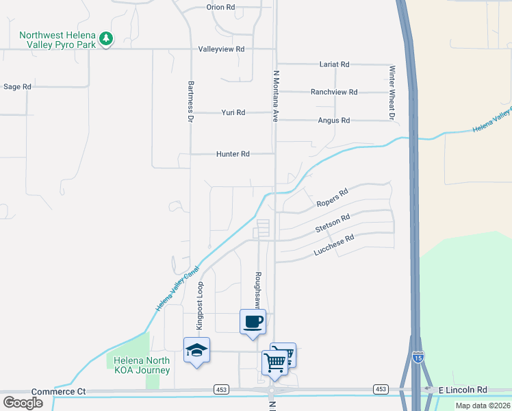 map of restaurants, bars, coffee shops, grocery stores, and more near 1175 Wild Wind Rd in Helena