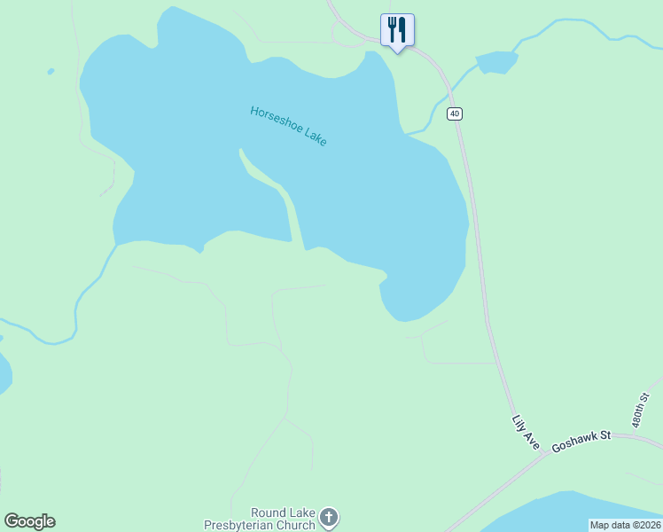 map of restaurants, bars, coffee shops, grocery stores, and more near 16804 481st Lane in McGregor