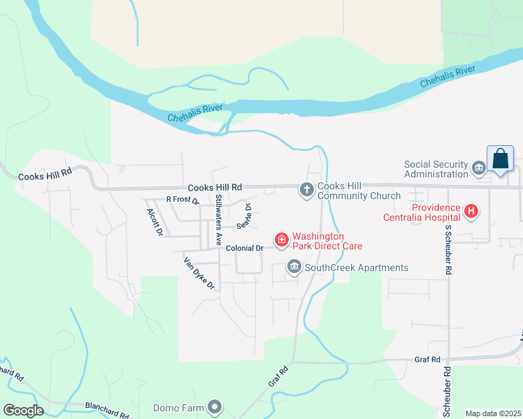 map of restaurants, bars, coffee shops, grocery stores, and more near 111 Longfellow Lane in Centralia
