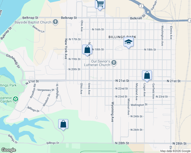 map of restaurants, bars, coffee shops, grocery stores, and more near 2009 Lackawanna Avenue in Superior