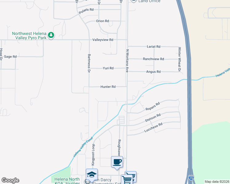 map of restaurants, bars, coffee shops, grocery stores, and more near 1171 Hunter Road in Helena
