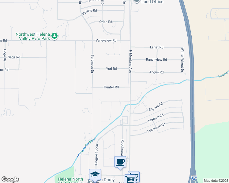 map of restaurants, bars, coffee shops, grocery stores, and more near 1171 Hunter Road in Helena