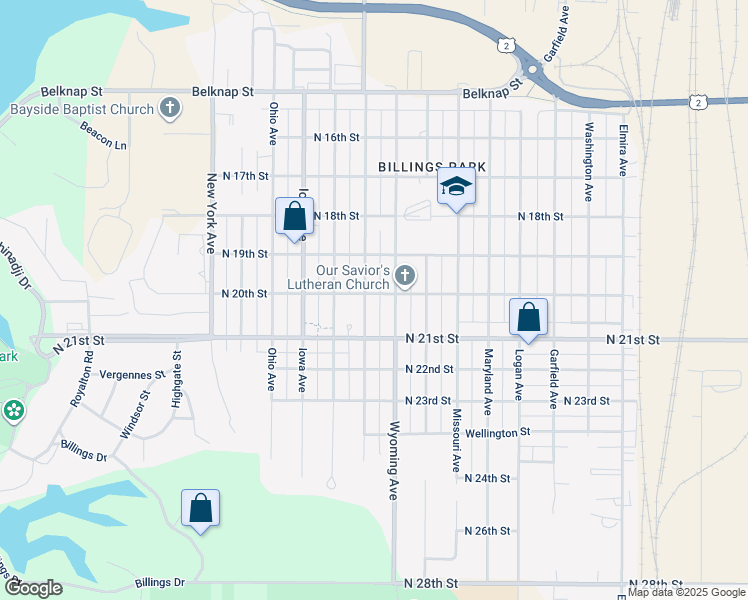 map of restaurants, bars, coffee shops, grocery stores, and more near 2002 Susquehanna Avenue in Superior