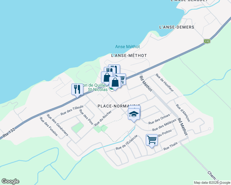 map of restaurants, bars, coffee shops, grocery stores, and more near 845 Route Marie-Victorin in Saint-Nicolas
