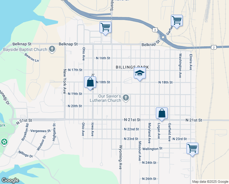 map of restaurants, bars, coffee shops, grocery stores, and more near 3221 North 19th Street in Superior