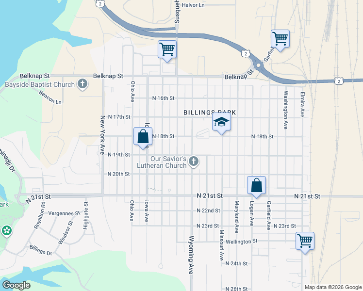 map of restaurants, bars, coffee shops, grocery stores, and more near 3221 North 19th Street in Superior