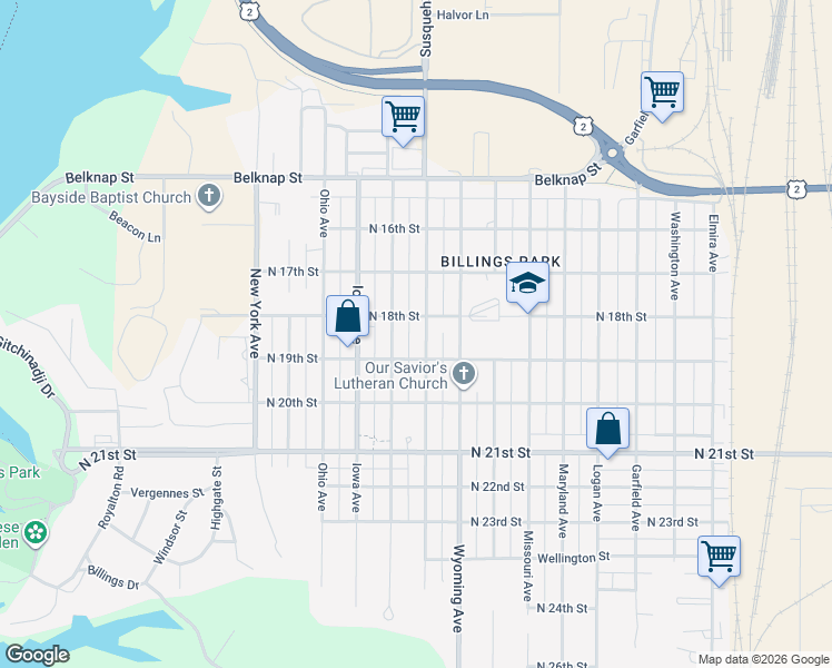 map of restaurants, bars, coffee shops, grocery stores, and more near 3221 North 19th Street in Superior