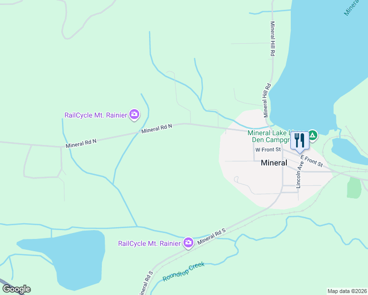 map of restaurants, bars, coffee shops, grocery stores, and more near 135-347 Mineral Road North in Mineral