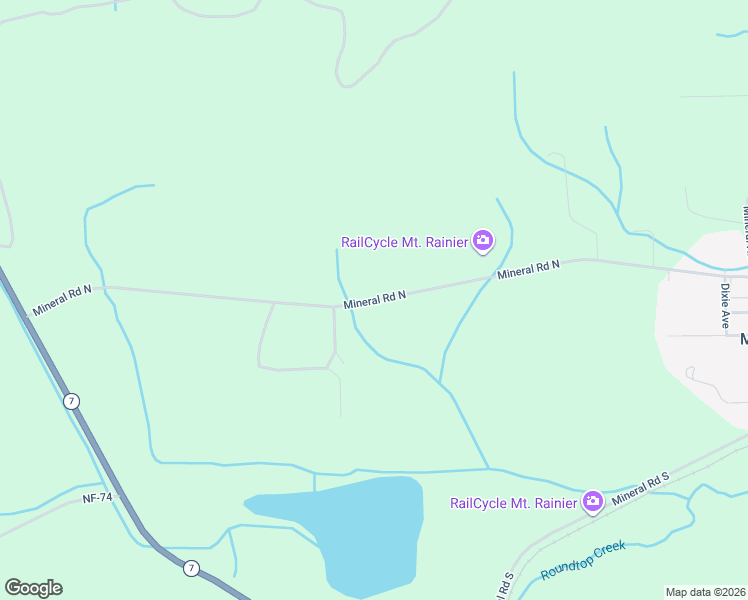map of restaurants, bars, coffee shops, grocery stores, and more near Mineral Rd N in Mineral