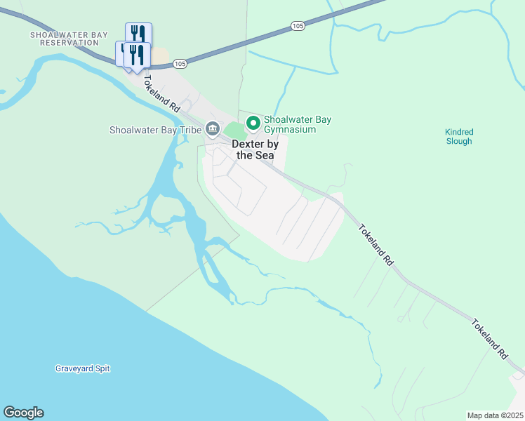 map of restaurants, bars, coffee shops, grocery stores, and more near 4270 Dexter Drive in Tokeland