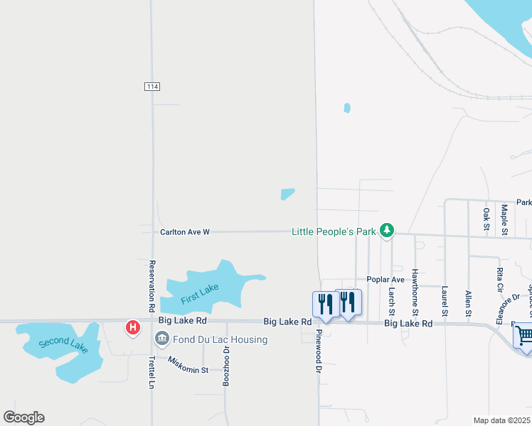 map of restaurants, bars, coffee shops, grocery stores, and more near 1531 Carlton Avenue West in Cloquet