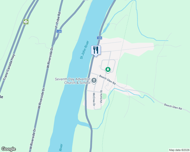 map of restaurants, bars, coffee shops, grocery stores, and more near 8 Beech Glen Road in Perth-Andover