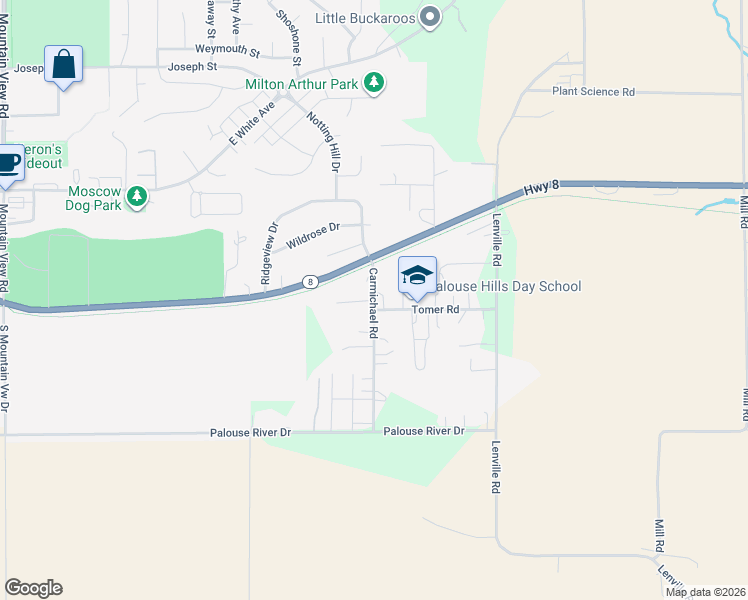map of restaurants, bars, coffee shops, grocery stores, and more near 2 Arny's Trailer Court in Moscow