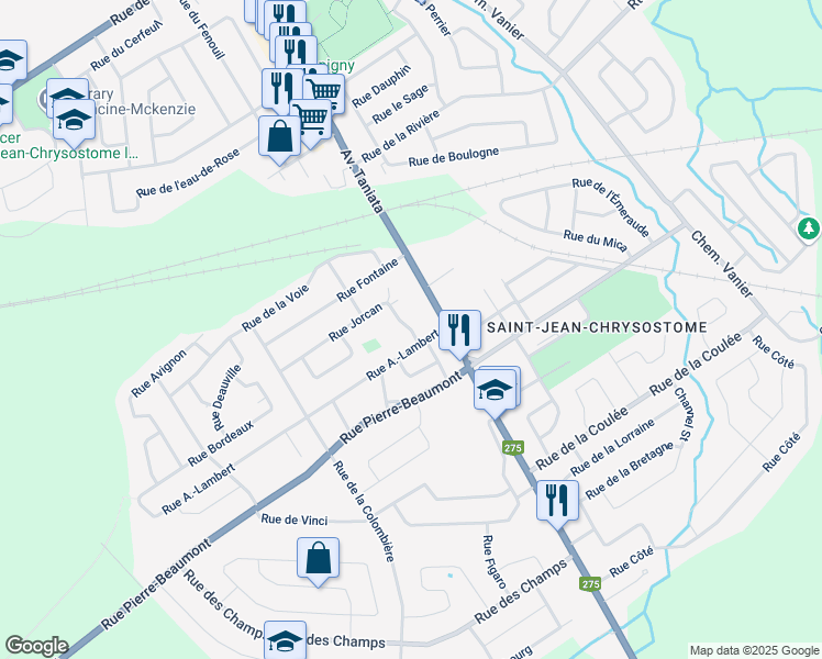 map of restaurants, bars, coffee shops, grocery stores, and more near 1005 Rue Jorcan in Levis