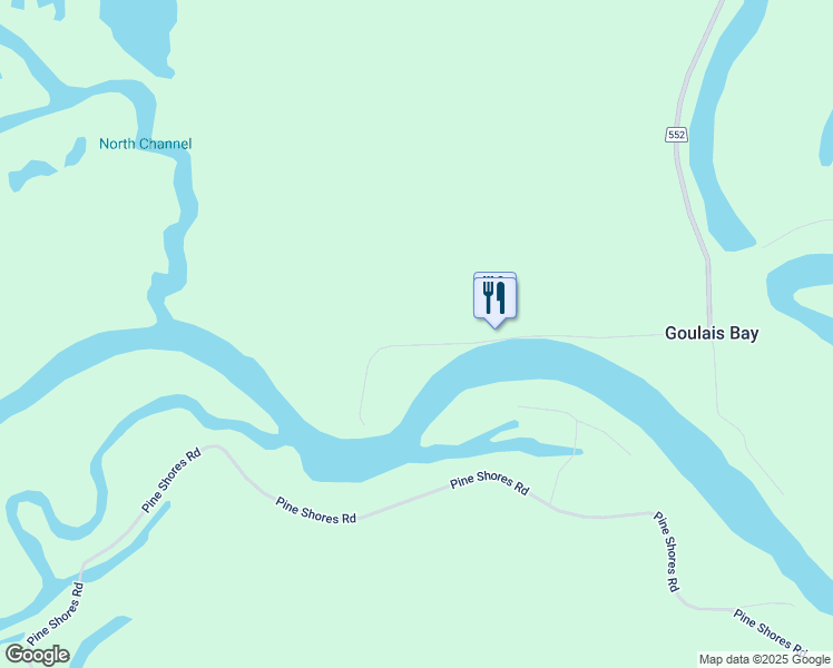 map of restaurants, bars, coffee shops, grocery stores, and more near 174 Grant Road in Goulais River