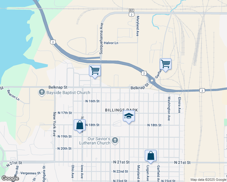 map of restaurants, bars, coffee shops, grocery stores, and more near 3114 Belknap Street in Superior