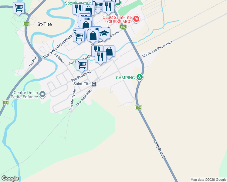 map of restaurants, bars, coffee shops, grocery stores, and more near Rue Saint Jean in Saint-Tite