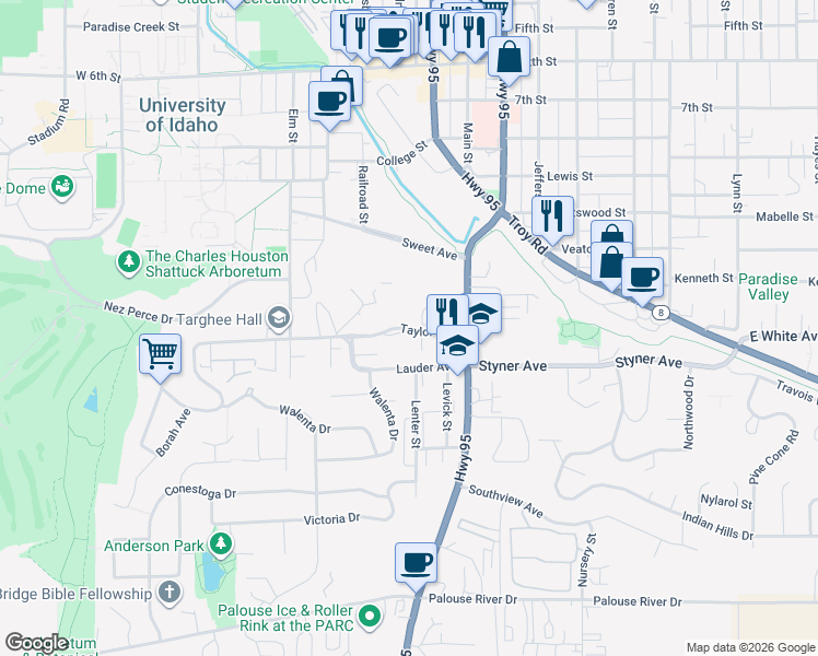 map of restaurants, bars, coffee shops, grocery stores, and more near in Moscow