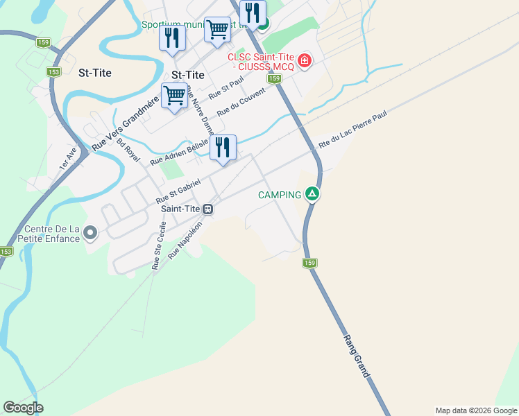 map of restaurants, bars, coffee shops, grocery stores, and more near Rue Saint Jean in Saint-Tite