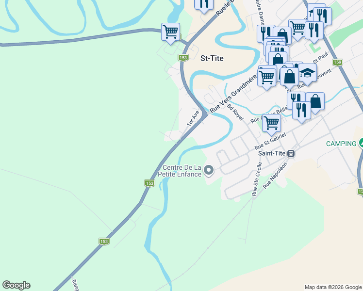 map of restaurants, bars, coffee shops, grocery stores, and more near 392 Québec 153 in Saint-Tite